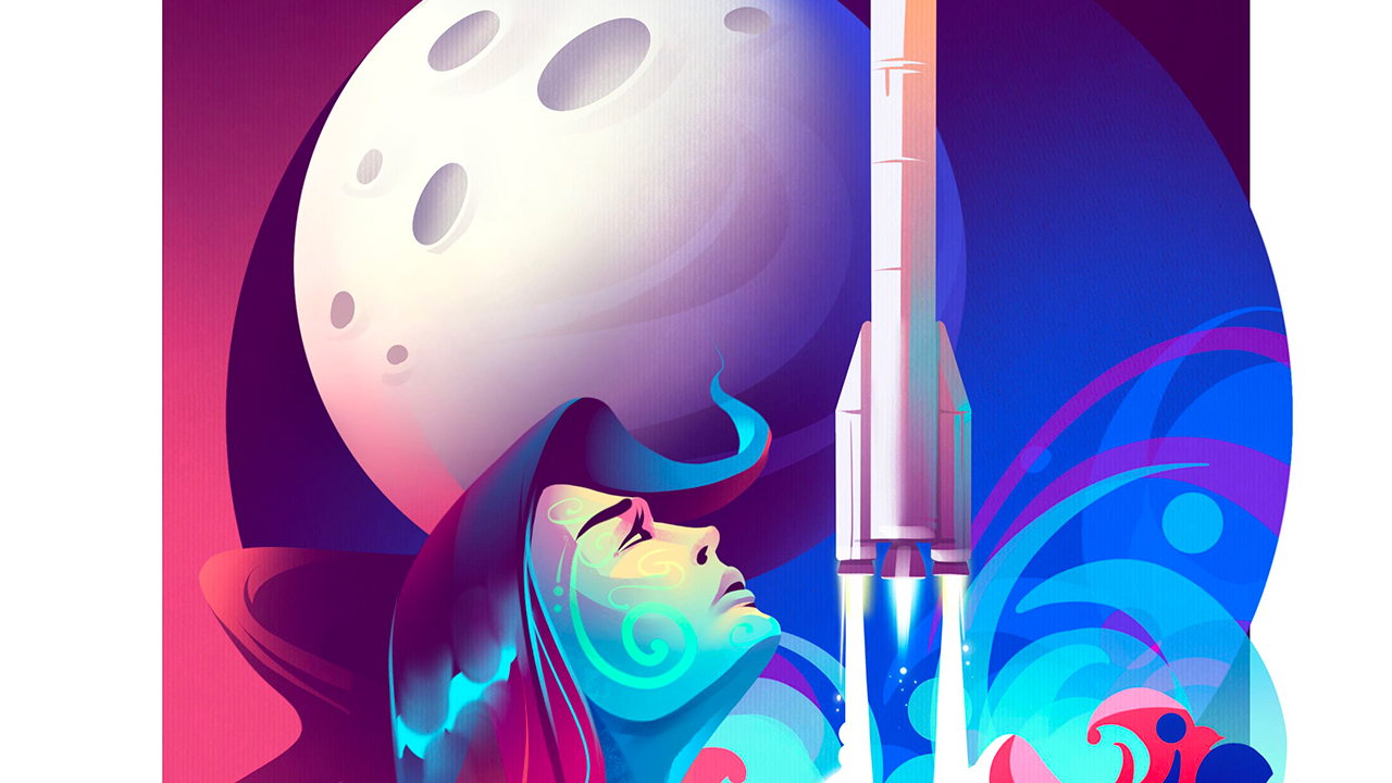 Capturing the essence of a rocket launch: Samji’s illustration combines humility, femininity and nature.